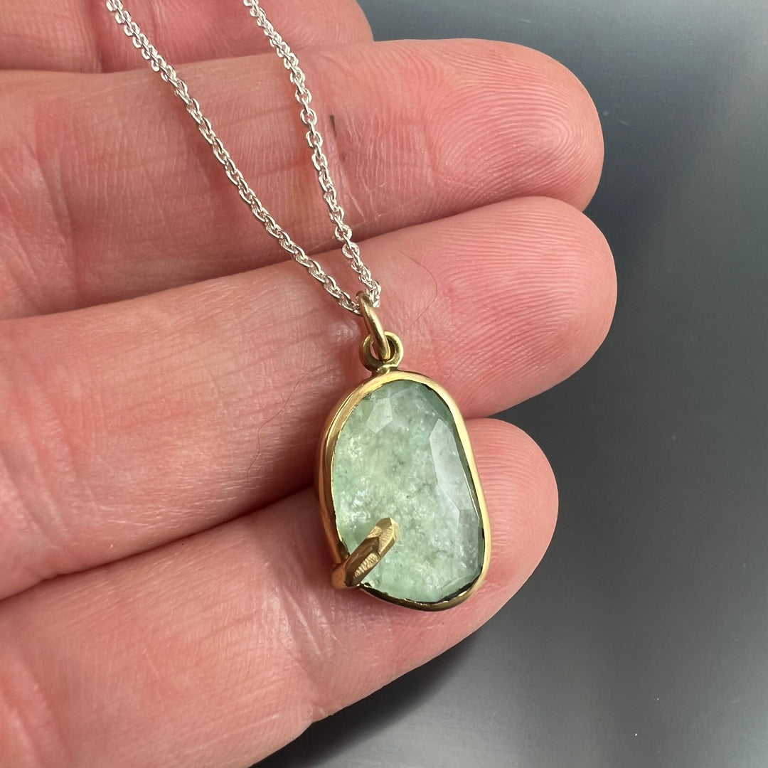 Pebble - Celadon Beryl Rose Cut Pendant