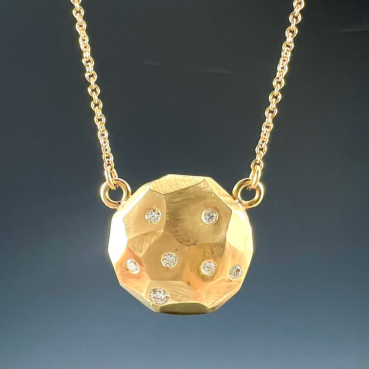 Faceted large dome pendant with diamonds