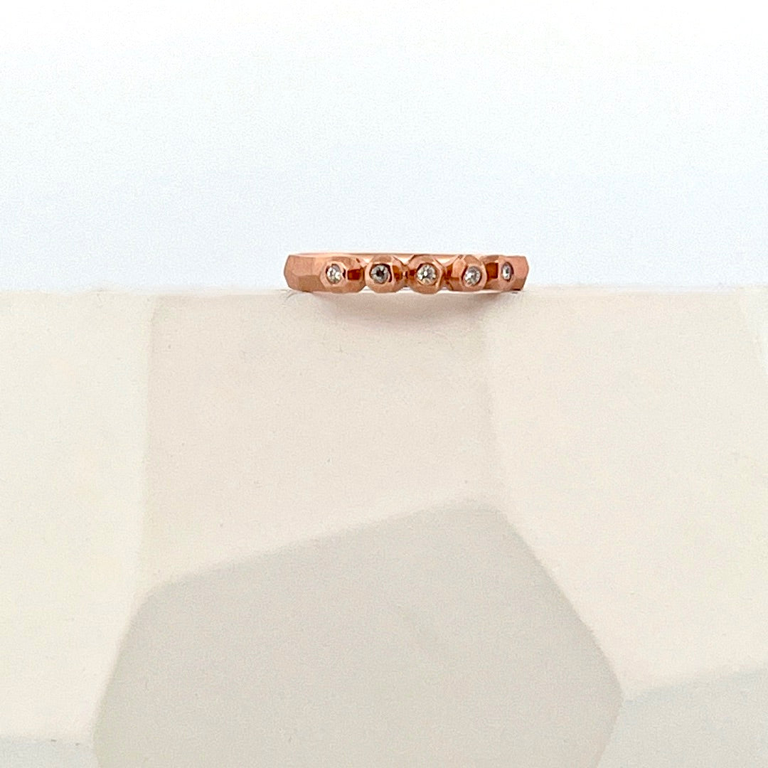 Multiple Nugget Facet Ring - Rose Gold & Diamond