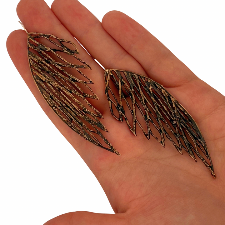 Warm Palm Large Wing French Wire Earrings