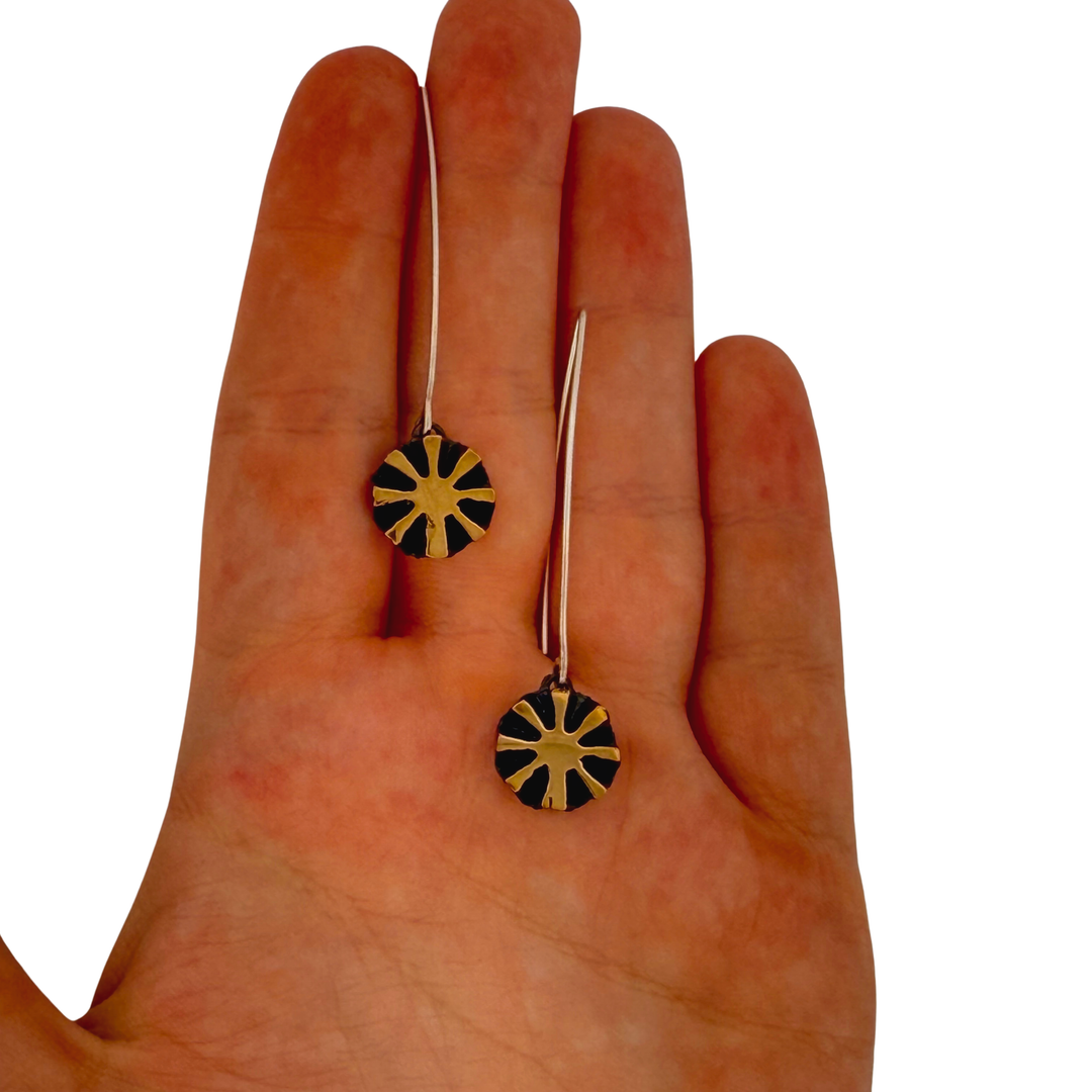 Warm Pinecone Sun Almond Hook Earrings