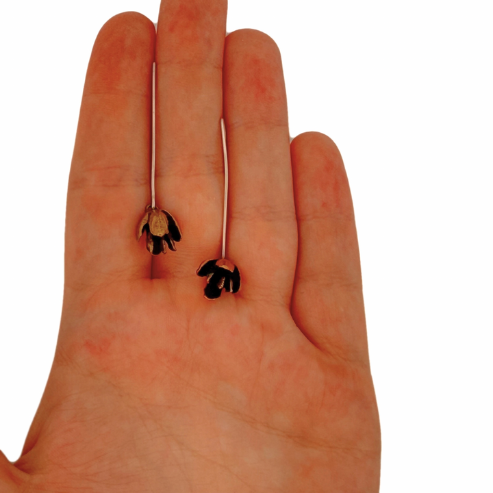 Warm Cedar Flowers Almond Hook Earrings