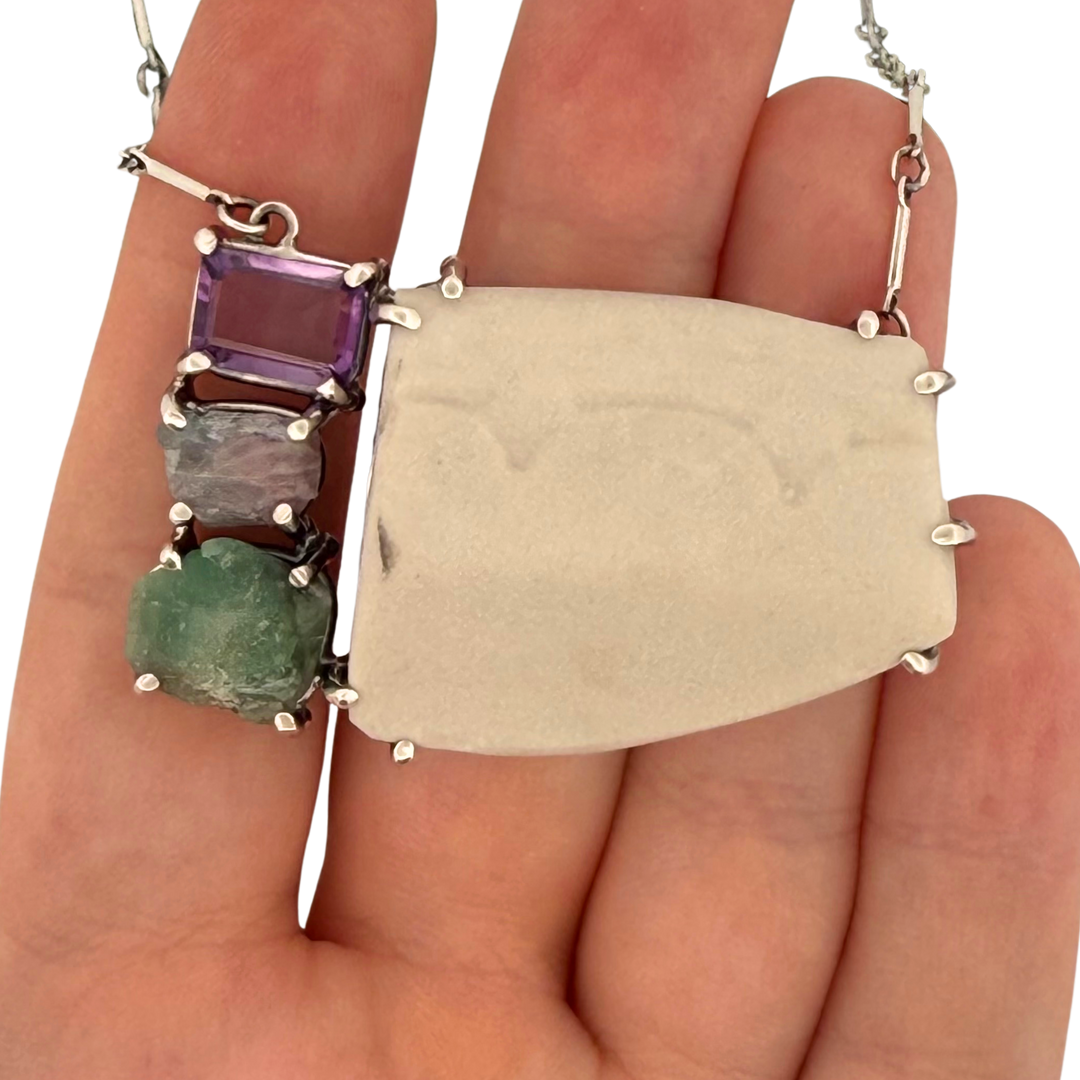Pottery Shard & Stones Necklace