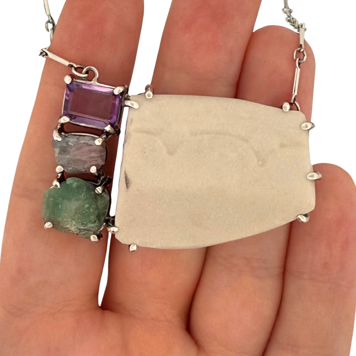 Pottery Shard & Stones Necklace