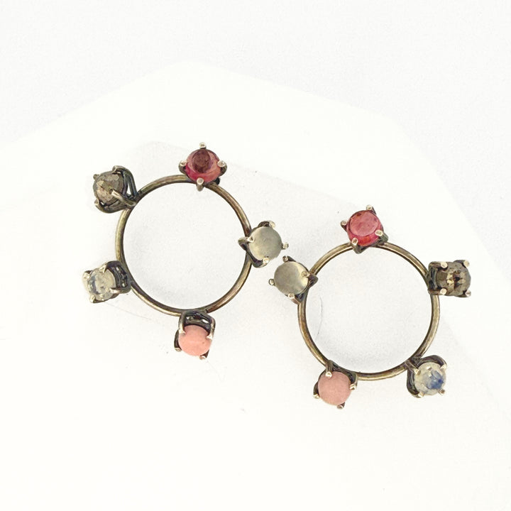 5 Stone Circle Earrings