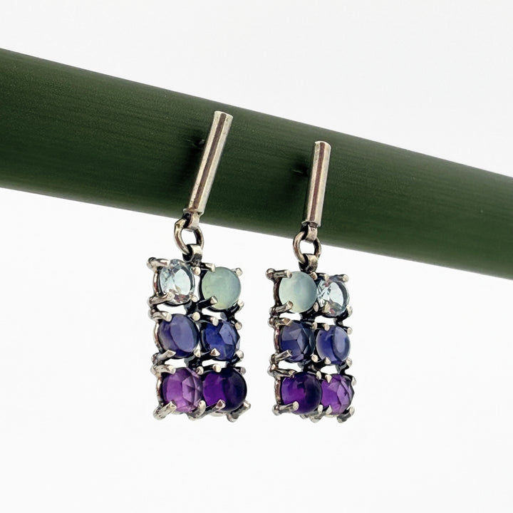 6 Stone RecDangle Earrings