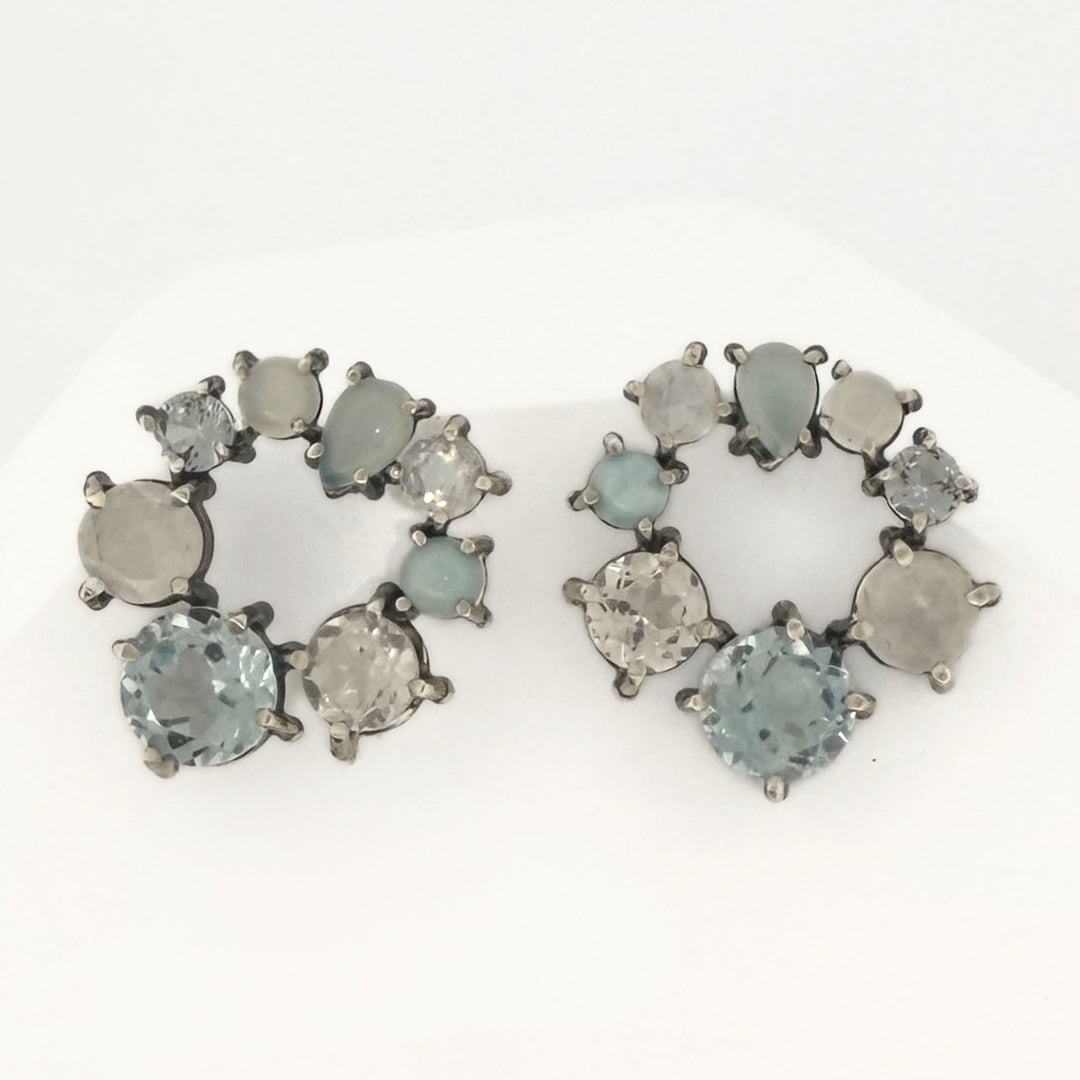 Blue & White Circle Studs