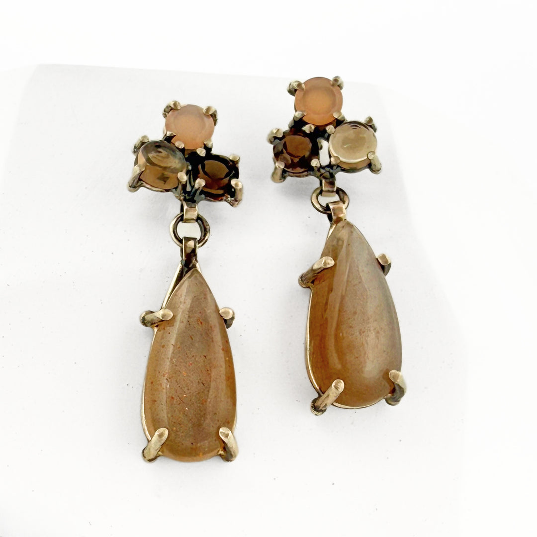 Peach Moonstone Dangle Earrings