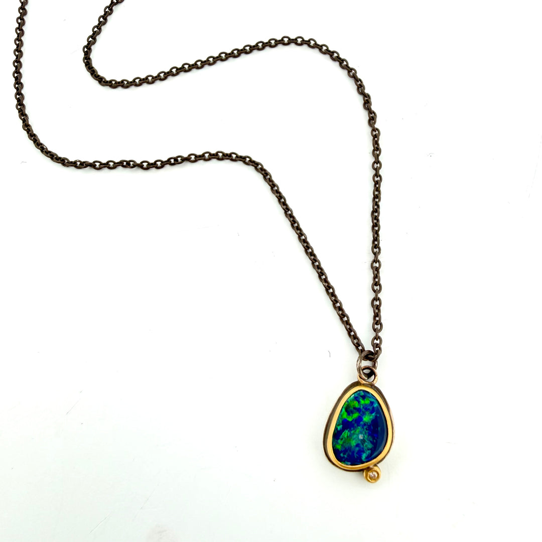 Australian Opal necklace with a Diamond