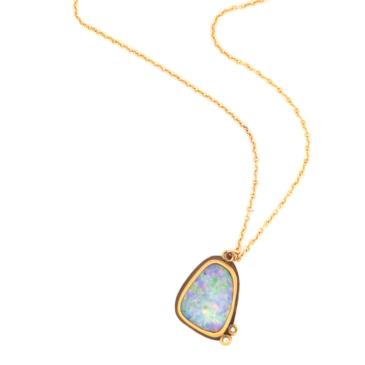 Australian Opal necklace with 2 Diamonds