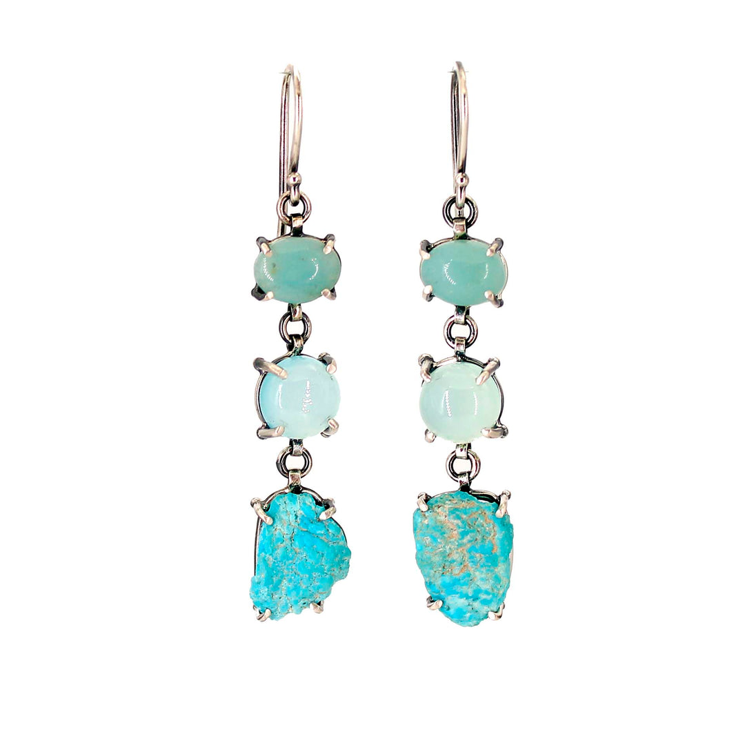 Amazonite, Chalcedony, & Turquoise Dangle Earrings