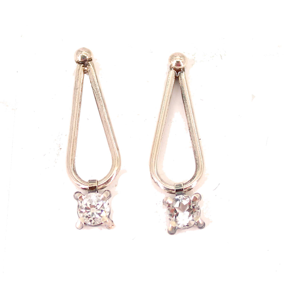 Teardrop Earrings with Swinging White Topaz