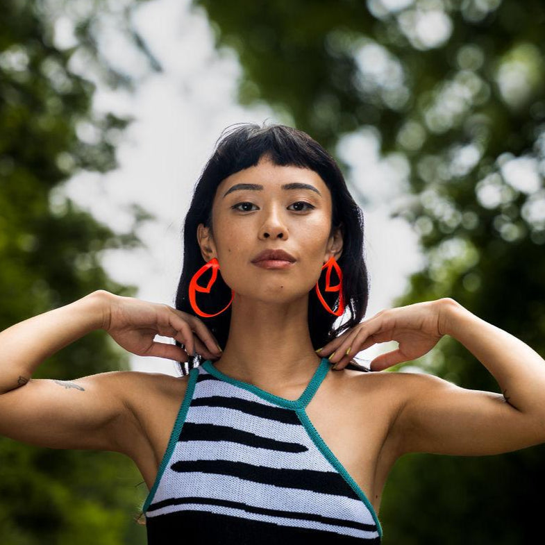 Open Weave Winged Hoop Earring