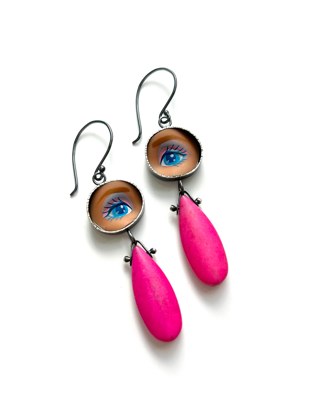 Eye Earrings w/ HOT PINK HOWLITE