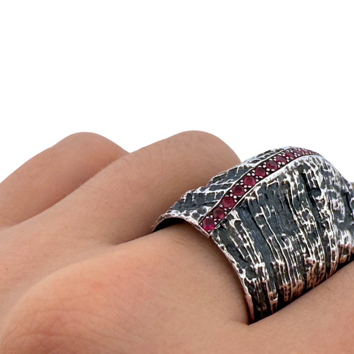 Ruby Banana Flower Armardillo Ring