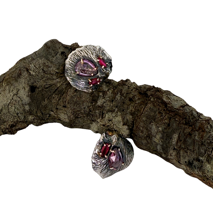 Sapphire and Ruby Petal Studs