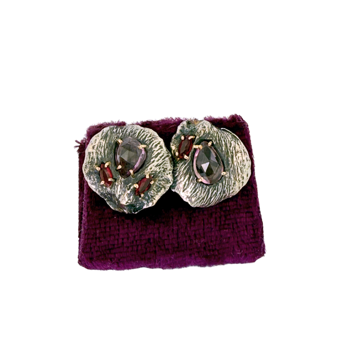 Sapphire and Ruby Petal Studs