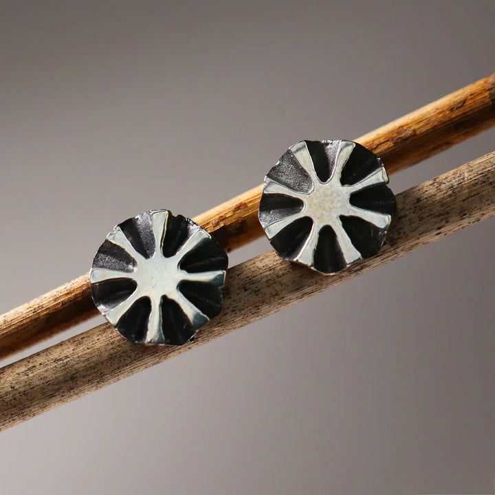 Patina Pinecone Sun Stud Earring