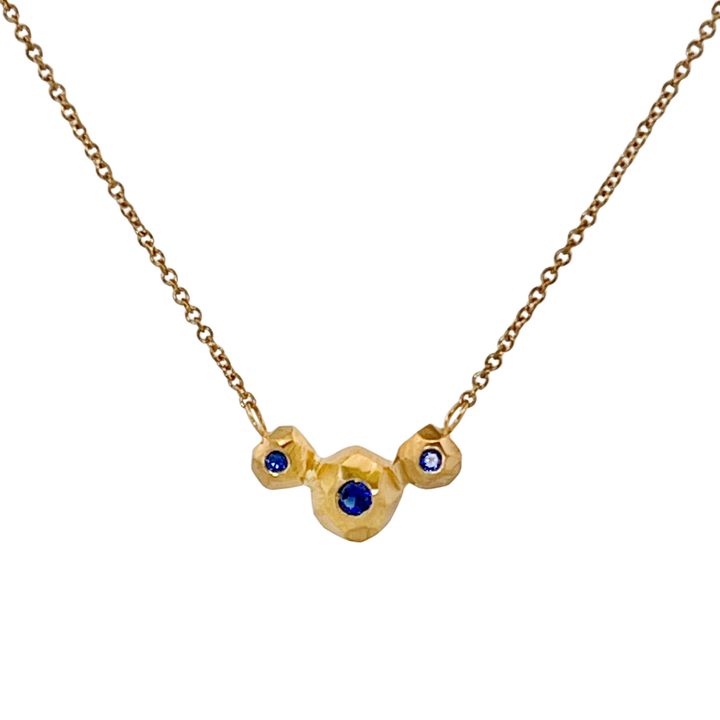 Multiple Faceted Nugget Necklace - Blue Sapphire