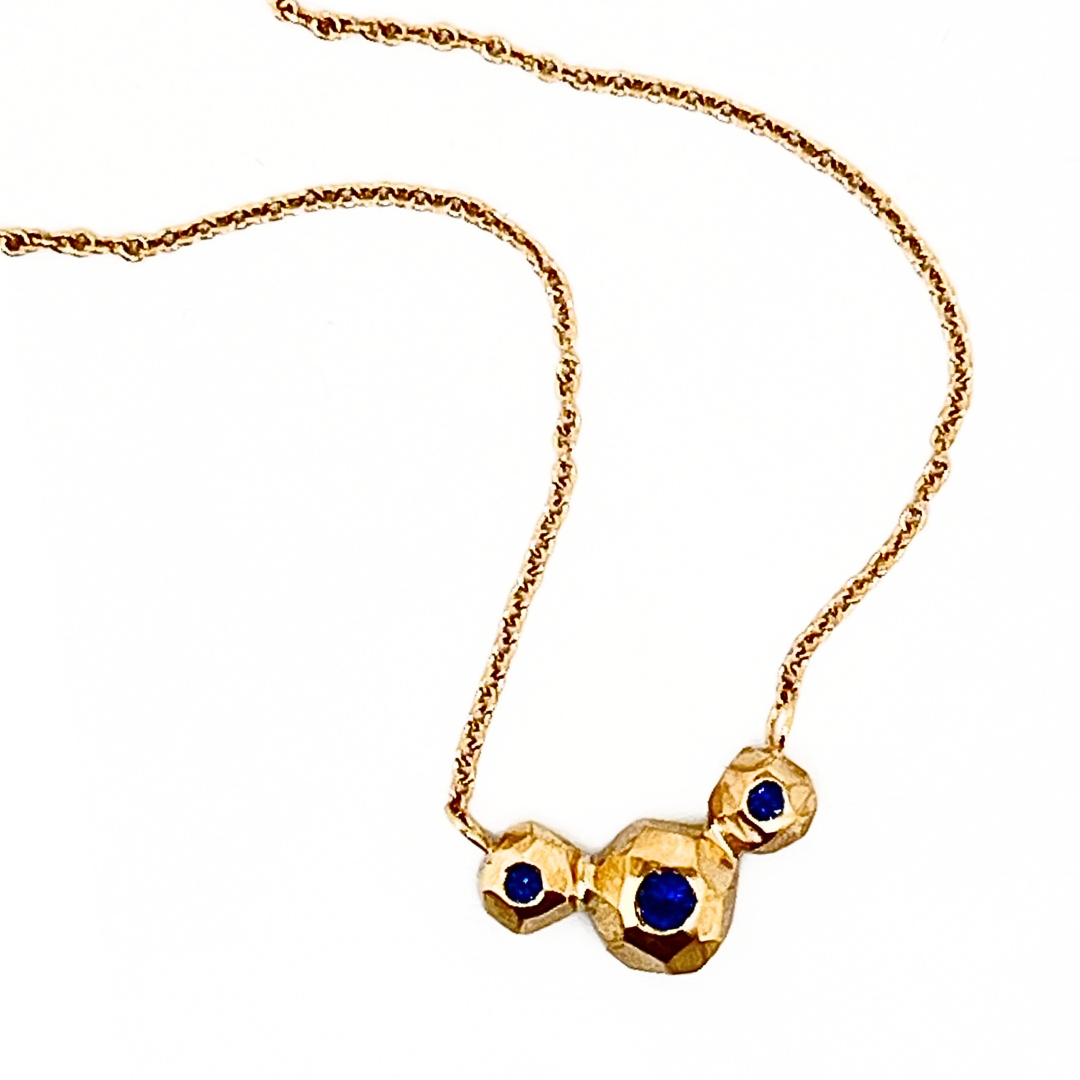 Multiple Faceted Nugget Necklace - Blue Sapphire