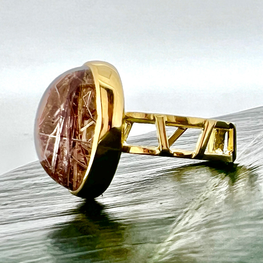 Red Rutilated Quartz Sticks Ring