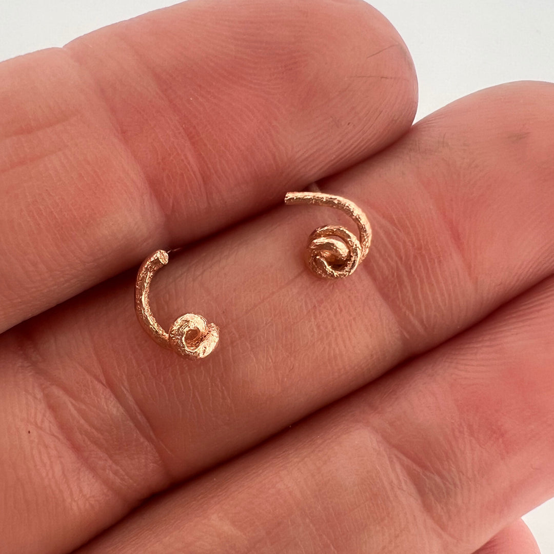 Tiny Tendril Stud Earrings - rose gold