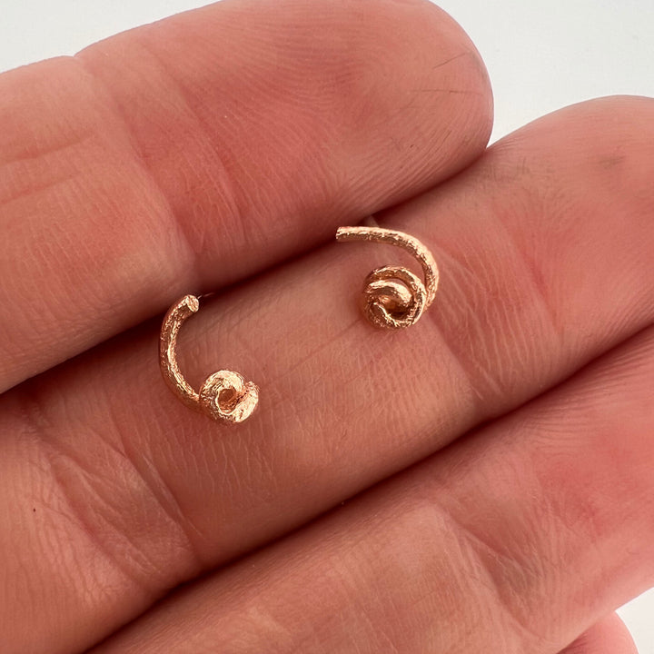 Tiny Tendril Stud Earrings - rose gold