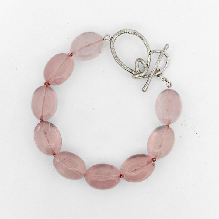 Rose Quartz Tendril Toggle Bracelet