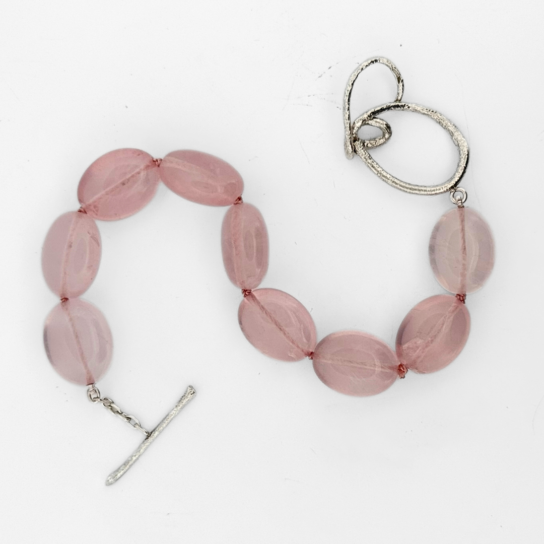 Rose Quartz Tendril Toggle Bracelet