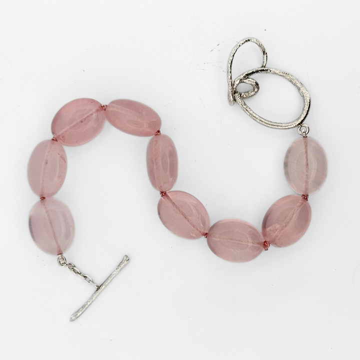 Rose Quartz Tendril Toggle Bracelet