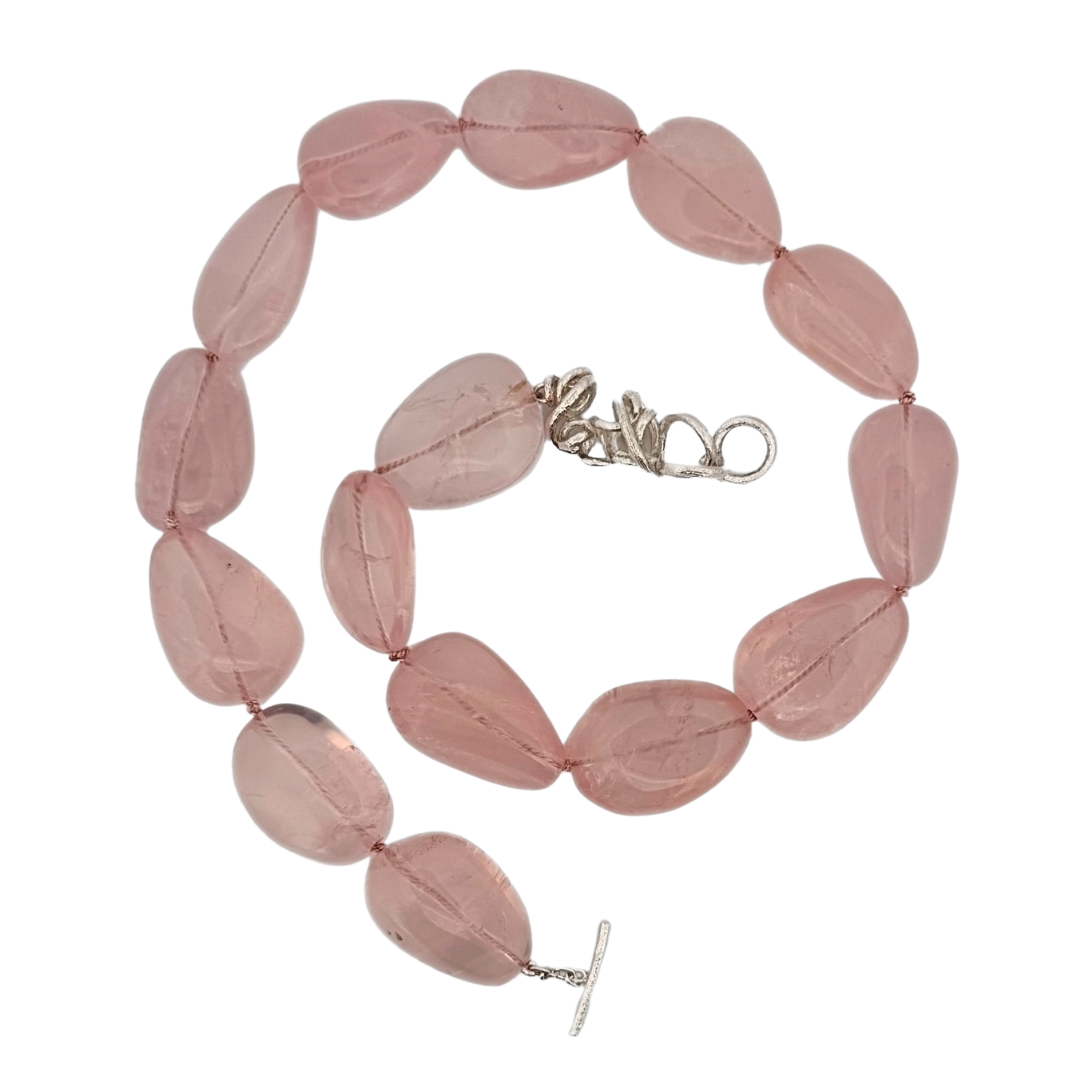 Rose Quartz Tendril Toggle Necklace