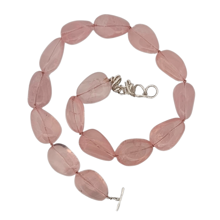 Rose Quartz Tendril Toggle Necklace