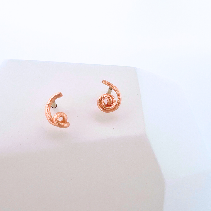 Tiny Tendril Stud Earrings - rose gold