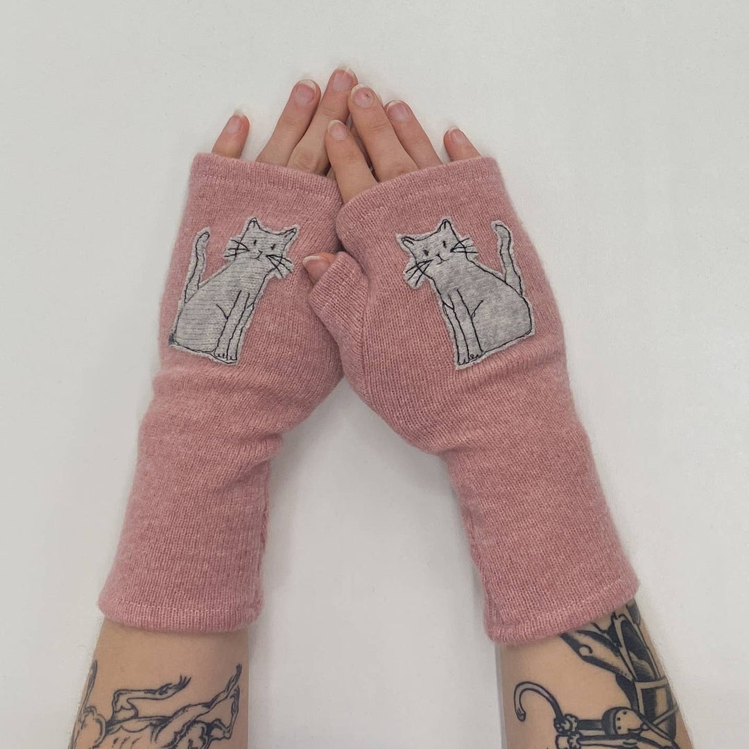 Fingerless Cashmere Gloves-Cat