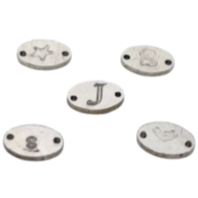 Oval Stamped Letter Charm Permanent Jewelry
