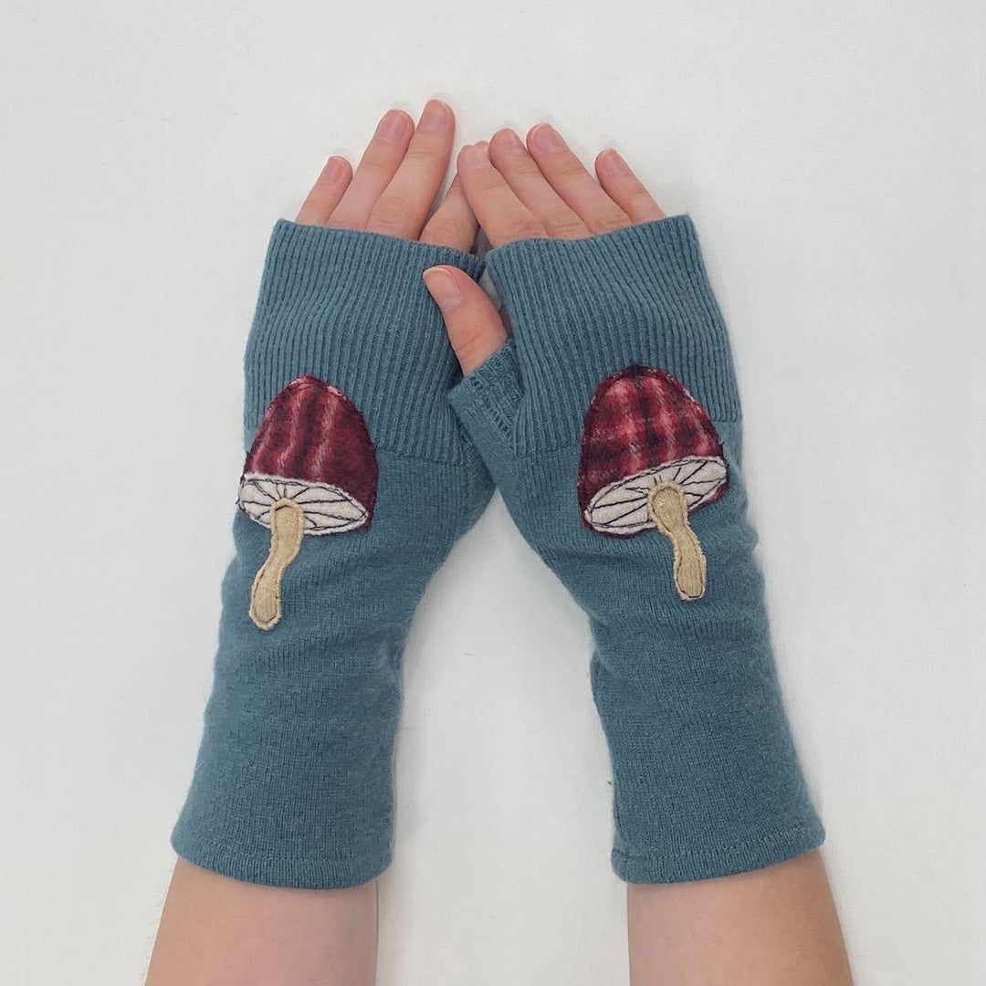 Fingerless Cashmere Gloves-Mushroom
