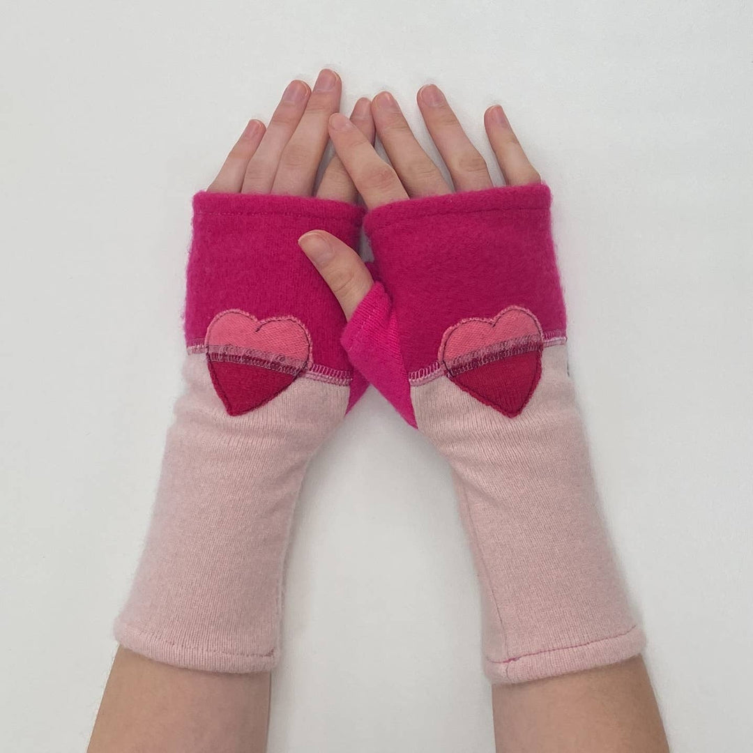 Fingerless Cashmere Gloves-Heart