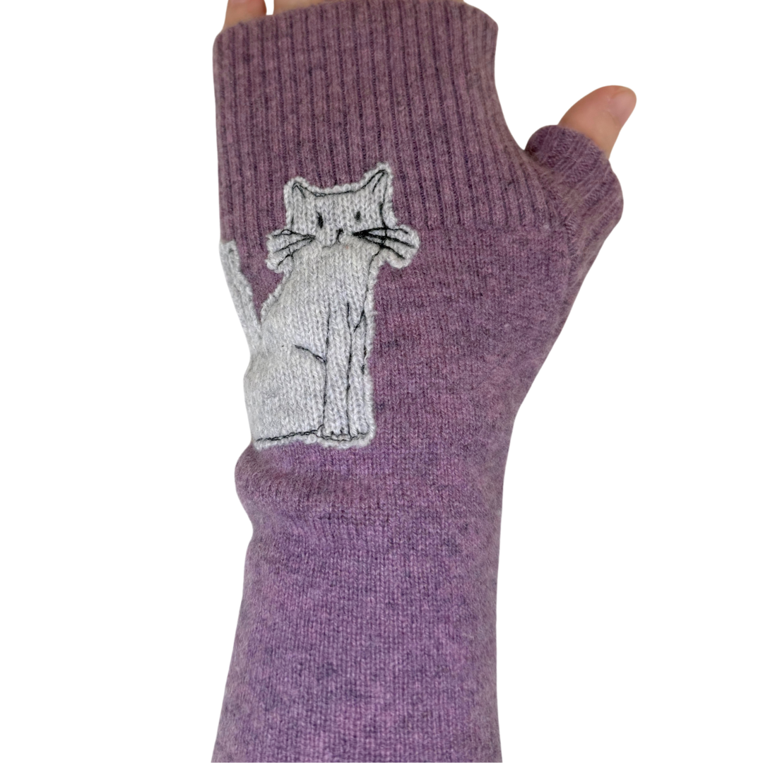 Fingerless Cashmere Gloves-Cat