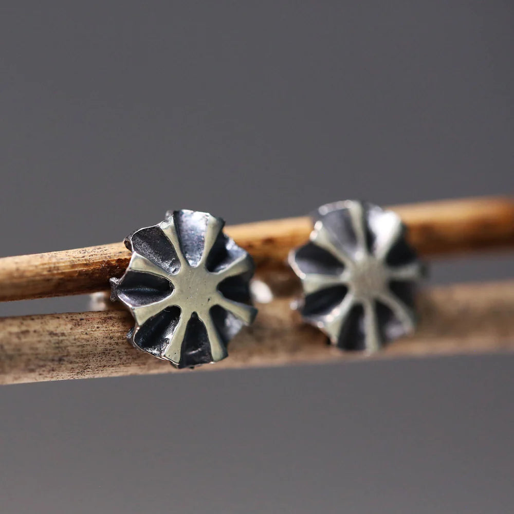 Patina Pinecone Sun Stud Earring
