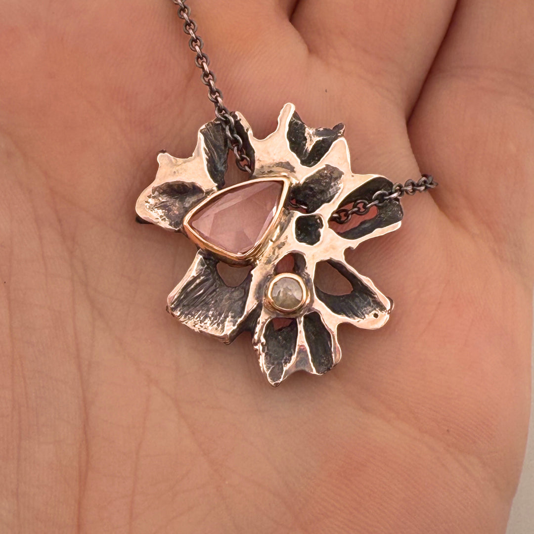 Sapphire and Diamond Sweetgum Dewdrop Pendant
