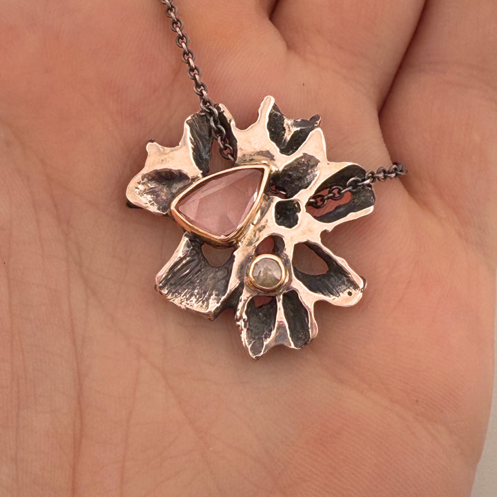 Sapphire and Diamond Sweetgum Dewdrop Pendant