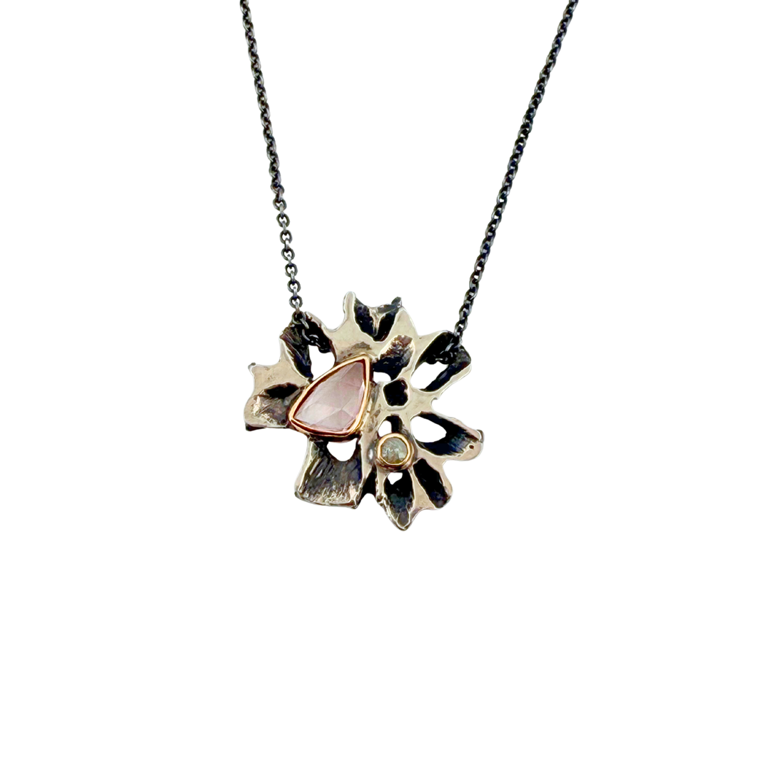 Sapphire and Diamond Sweetgum Dewdrop Pendant