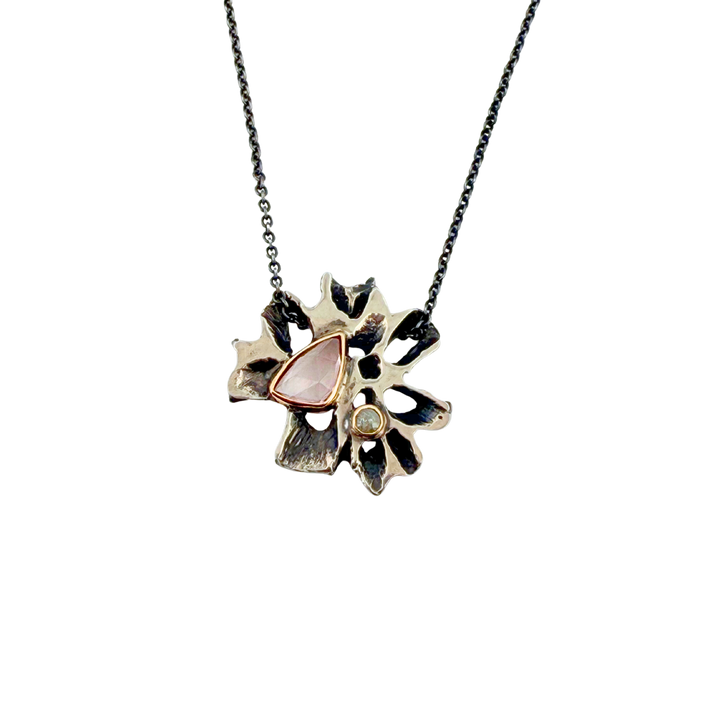 Sapphire and Diamond Sweetgum Dewdrop Pendant