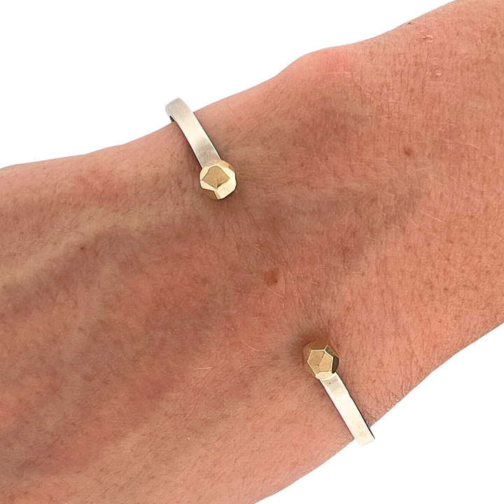 Nugget Cuff Bracelet - Silver & Yellow Gold