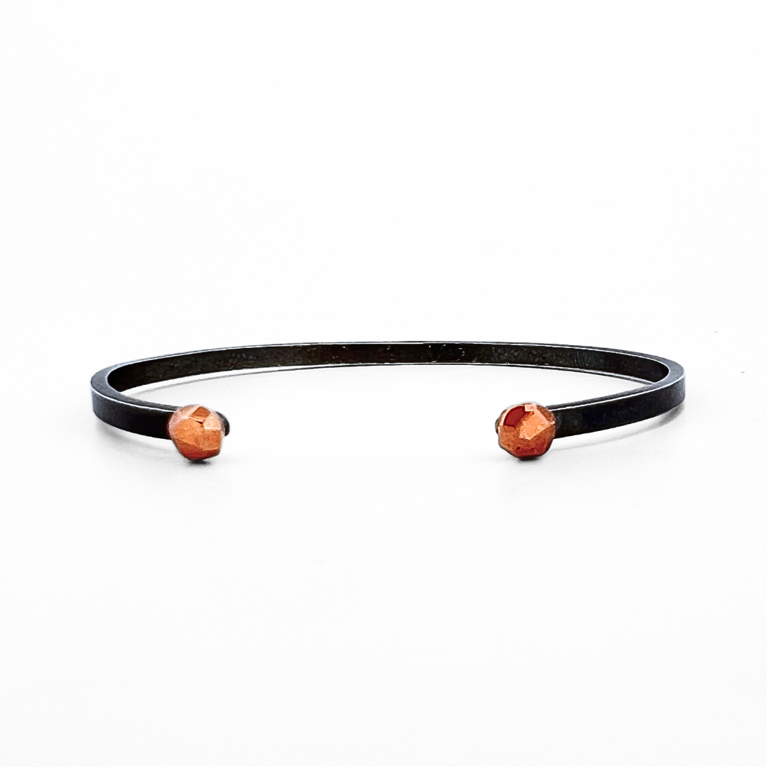 Nugget Cuff Bracelet - Silver & Rose Gold