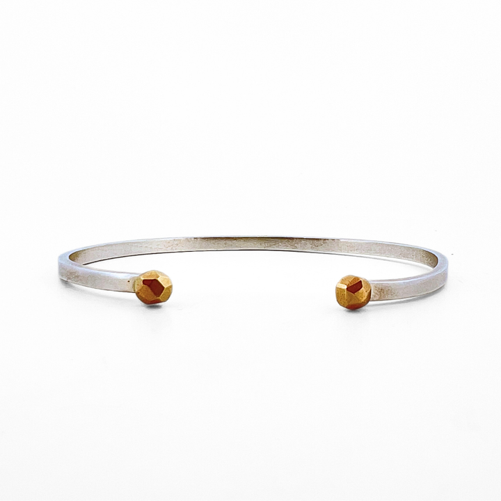 Nugget Cuff Bracelet - Silver & Yellow Gold