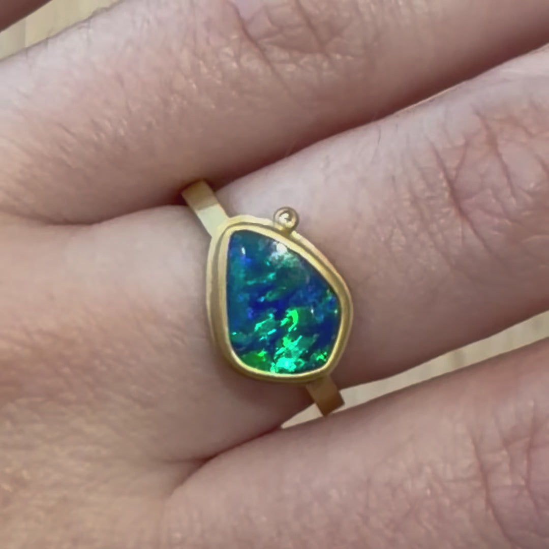 Australian Opal ring with Diamond