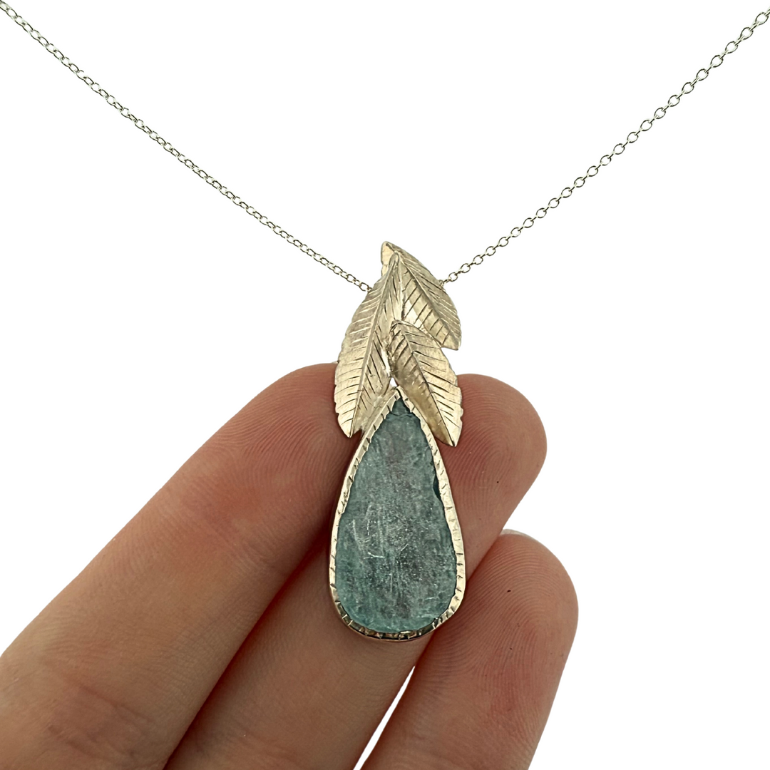 Raw Aquamarine - Bloom Pendant