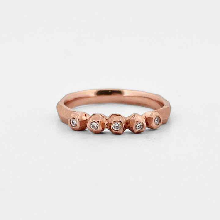Multiple Nugget Facet Ring - Rose Gold & Diamond