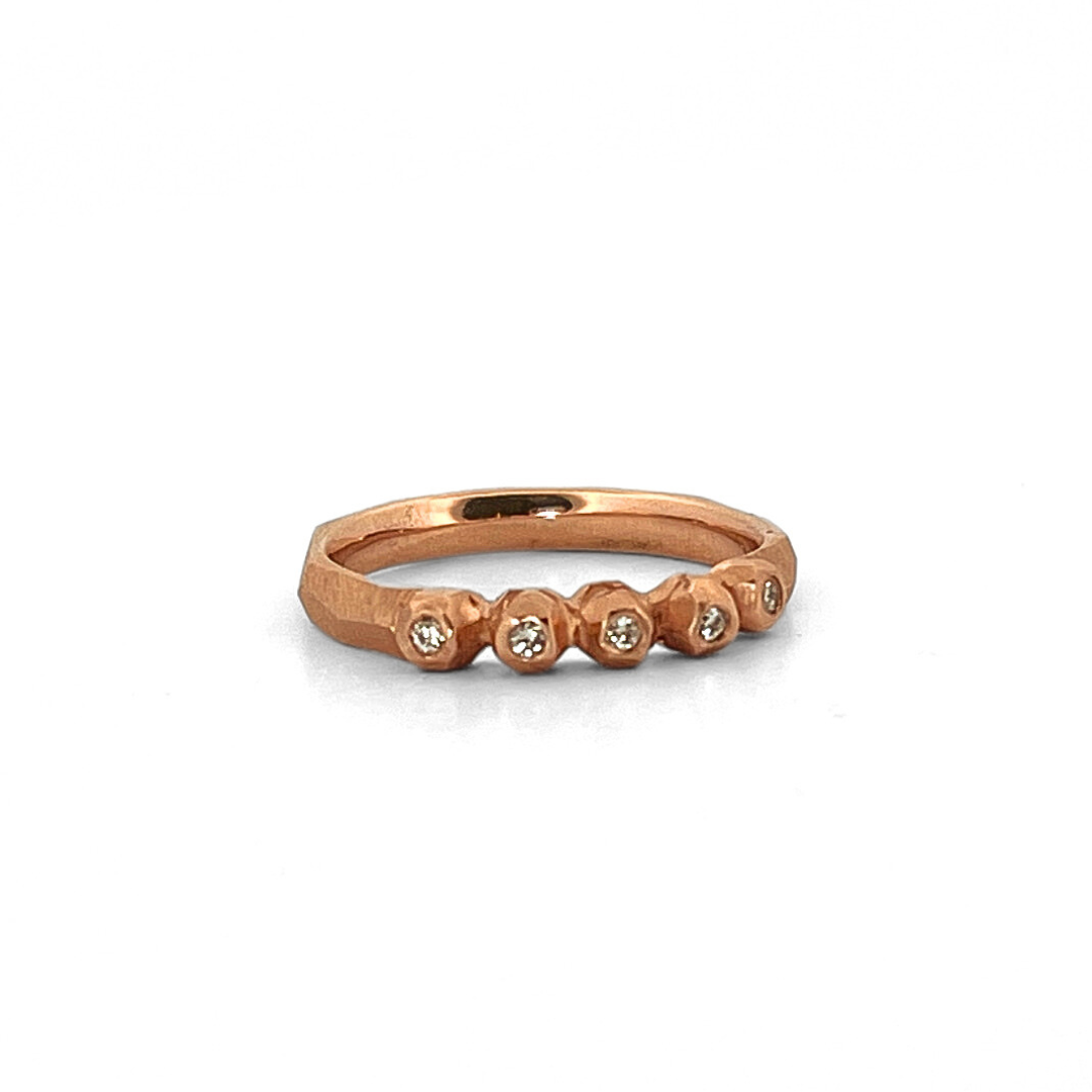 Multiple Nugget Facet Ring - Rose Gold & Diamond